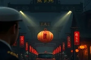 长夜将明封面，雨夜街灯下的追逐剪影